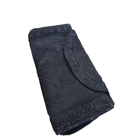 Vintage Black Woven Envelope Clutch - Picture 5 of 11